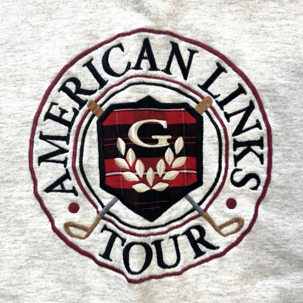 Vintage 90s Crable Sportswear American Links Tour Golf Sweatshirt USA‎ Size L